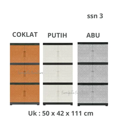LEMARI PAKAIAN PLASTIK SERBAGUNA MOTIF TIMBUL [ALESSIA]