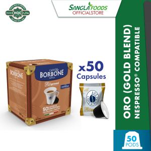 Caffe Borbone ORO Miscela (Gold Blend) Nespresso® Compatible Espresso Coffee Capsules (50 pods) Halal Certified