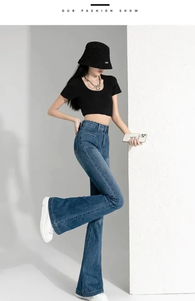 y2k Vintage high waisted jeans for girls women korean style casual flared  trousers