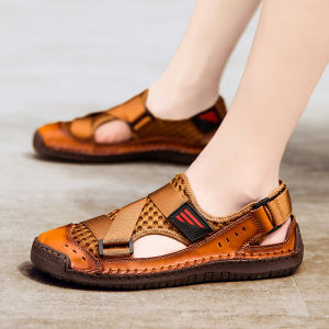 Prikol Ready Stock Outdoor Sandal Murah Hiking Gunung Pria Sendal Mendaki Kulit Touring Cowok Lentur Keren 178