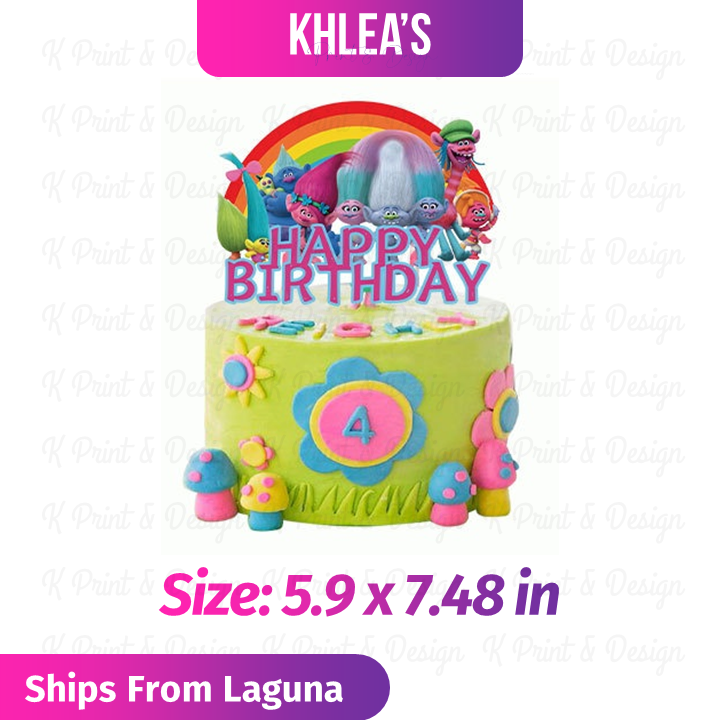 Trolls Birthday Cake Topper (No Customization) | Lazada PH