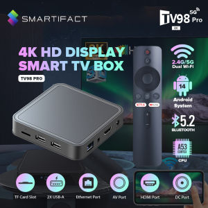 Smartifact MXQ Pro TV98 Pro ATV Smart TV Box Ultra HD 4K 8GB Support 2.4G.+5G Dual WIFI+Blutooth With 5.2 Voice Remote Control Android 14.0 Allwinner H313 Quad Core TV Box Media Player Set HDMI 2.0A TV Receivers