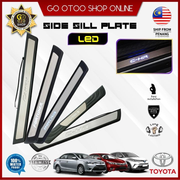 OEM Blue LED Car Door Side Sill Step Plate【 Toyota Vios Altis Camry ...