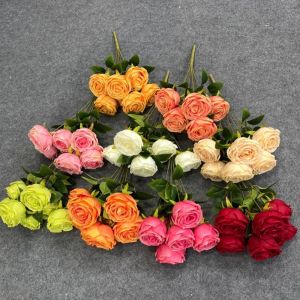 MINIAT Mini Real Happy Imperial Rose Flower 9 Colors Photography Photo Gift  Simulated Rose High Quality 7 Heads Rose Flowers Decorative Home Decorative