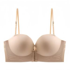 Front Button Closure Bra Solid-shaped Seamless Soft Underwear Wireless Strapless Push Up Bra Thickened Non-slip