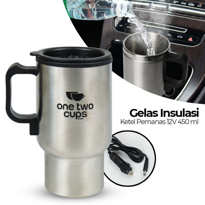 COD Gelas Termos Elektrik Insulasi Car Kettle Stainless Steel dengan  Pemanas 12V 450ML NJ88