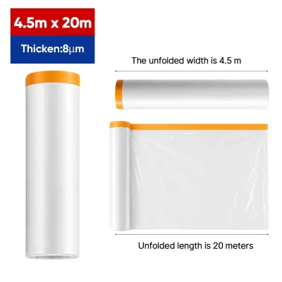 🇸🇬Renovation Plastic Dust Cover / Furniture Protective Plastic Film/Pre-Taped Plastic Drop Sheet Roll For Dust Prevention/ PaintingConstruction/ HIP/Dust Cover Paintproof Waterproof Cover Sheet Rolls
