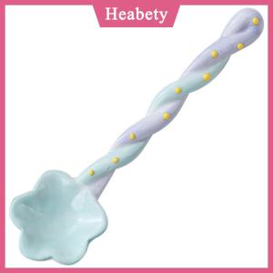 Heabety 1 cái gốm dài xử lý muỗng dễ thương Kem tay sơn tráng miệng muỗng với dài xử lý Bộ đồ ăn nhà bếp phụ kiện