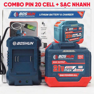 Combo Pin Sạc 20cell BOSHUN có cổng sạc nhanh type C Kèm Sạc nhanh 2A Chân pin phổ thông Vỏ ABS chống va đập
