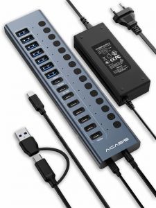 Acasis 16-Port Fast Charging USB 3.2 Hub with 8 USB-A + 8 USB-C Ports
