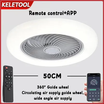 Ceiling Fan with Lights and Remote Modern Bladeless Low Profile Flush Mount Fandelier Smart Control with Dimmable LED Fan Lights Ceiling Fixtures