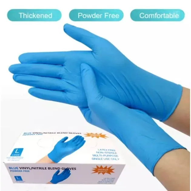100PCS BLUE Vinyl Nitrile Gloves, Powder Free, Textured Finish, Blue  Industrial Grade Work Glove Surgical Glove Inspection Gloves Disposable  Glove