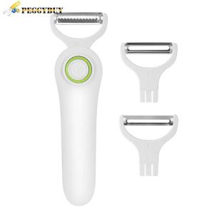【New Arrival】Electric Peeler with 3 Cutter Heads Electric Peeling Machines USB Rechargeable Stainless Steel Safety Lightweight for Sweet Potatoes Tomatoes