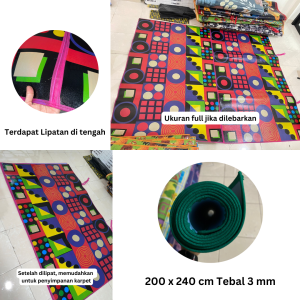 KARPET SPONS JUMBO 2 METER Ukuran 200x240cm Tebal 3mm | Karpet Motif Spon Karakter | Tikar Lantai Murah