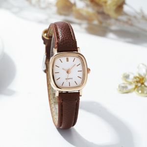 Square Dial Quartz Watch For Women –Small Face Leather Band Minimalist Wristwatch Everyday Wear Gift