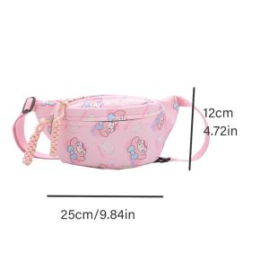 GUTUN Cinnamoroll กระเป๋าหน้าอก Kuromi Melody แมวคิตตี้แมว Pochacoo กระเป๋าสะพายไหล่ลายการ์ตูนอนิเมะ น่ารักน่ารักๆ แถบลายทาง กระเป๋าคาดเอวไนลอน เด็กชาย/เด็กหญิง