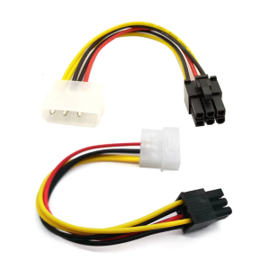2PCS 4-Pin to 6-Pin Adapter Cable Molex LP4 4PIns PCI for Express PCI-E to 6Pins PCIE Video Power Converter