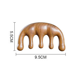 Scalp Meridian Green Sandalwood Massage Comb Frog Nose Massager Men Women Head Massage Wooden Round Dolphin Head Massager Comb Five Wide Tooth Acupuncture Therapy 刮痧板