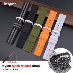 zhangeer 18mm 20mm 22mm 24mm Nylon Strap For Huawei GT2 for Samsung S2 S3 Smart Watch High Quality Quick Release Women Men Universal Watch Bands Wirstwatch Accessories With Tool