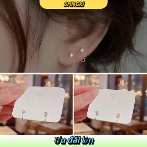 SHNGki 1 Cặp Pha Lê Stud Bông Tai Cho Phụ Nữ Hàn Quốc Đồ Trang Sức Thời Trang Bên Cô Gái Bông Tai Thanh Lịch Phụ Kiện