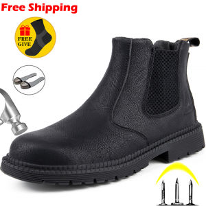 Satfey Boots Men Chelsea Boots Indestructible Male Work Shoes Men Winter Boots Safety Shoes Men Steel Toe Shoes