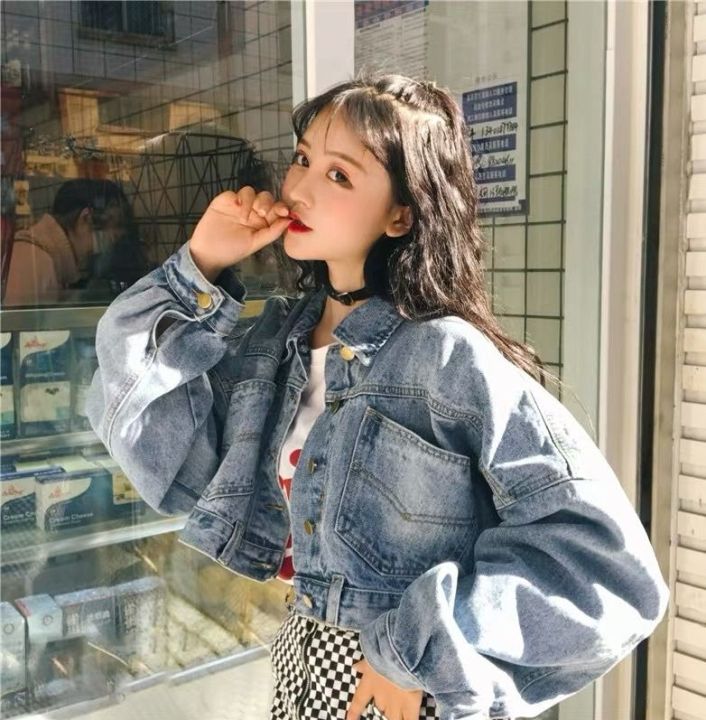 Short waist outlet denim jacket