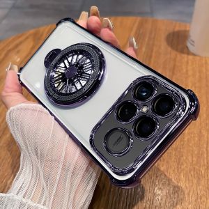 เคสใสแบบนิ่มมันวาวสำหรับ Xiaomi Poco F8 Pro F8Ultra พิเศษ5G แบบบาง4มุมป้องกันการตกฝาหลัง TPU สีเหลืองป้องกันการตกมาพร้อมกับตัวยึดฟิดเจ็ตสปินเนอร์ที่ Relief ความเครียดอย่างสนุกสนาน