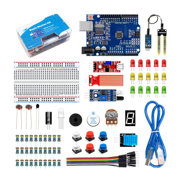 Electronics Starter Kit with Breadboard LED Sensor Modules Resistance ...