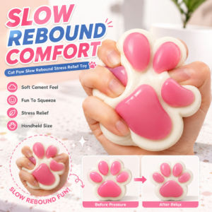 Cement Texture Cat Paw Slow Rising Squeeze Toy Stress Relief Fidget Toy Novelty Cute Sensory Gift for Kids Adults JMY