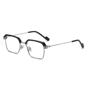 +100 ~ +400 Square Frame Metal Anti-blue Light Reading Glasses Far and Near Dual-use Eyeglasses