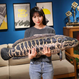 JOJO CASTLE Realistic Fish Series Plush Toys 40/60/80/100cm Stuffed Long Snakehead Yellowcheck Carp Perch Doll Throw Pillow Creative Home Decor