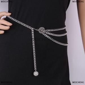 [COD] WEICHENG Women Fashion Belt Hip High Waist Narrow Metal Chain Chunky Fringes Waist Chain Corset Chain Belt