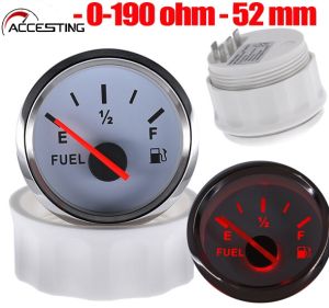 52mm Car Digital Fuel Level Gauge 0~190 ohm Indicator E-1/2-F Range for Motorcycle Car Boat 12V 24V with Red Backlight IP67 Waterproof