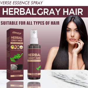 Shampoo & Spray Rambut Hitam Herbal - Polygonum Multiflorum (Alami & Tahan Lama) - Gray Hair Into Black Gentle Nourshing Hair Roots Coverage Grey Hair Treatment Care Shampoo 100ml
