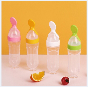 Double.lucky ช้อนบีบขวดซิลิโคนป้อนอาหารเด็ก ช้อนป้อนอาหาร เอนกประสงค์