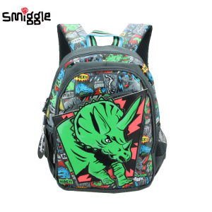 Austria Smiggle กระเป๋าเป้สะพายหลังสำหรับเด็กกระเป๋าสะพายหลังสุดเท่สีเขียวสำหรับเด็กผู้ชายกระเป๋าสะพายเด็กอายุ3-7ปี
