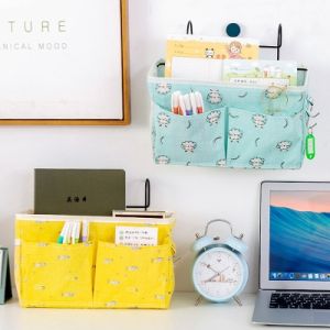 [1 Pcs] Hanging Organizer Bedside Storage Penyimpanan Barang Gantung Kanvas Tempat Tidur
