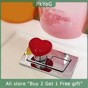 [COD] PkYeG KITCHEN Handle Toilet Press Button Heart Shaped Press Tank Push Switch Toilet Bathing Room Decor Water Press Flush Button Home Tools