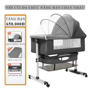 Nôi cũi cho bé cao cấp chất liệu an toàn dễ dàng gấp gọn đung đưa nhẹ nhàng êm ái tặng kèm màn nệm và giỏ đựng đồ tiện lợi bảo hành 2 năm