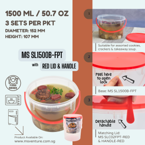 {MSV} Tamper Proof Air Tight with Safety Lock (1500ml-2000ml) Microwavable Plastic Tubs Anti Leak MS SL1500B SL2000B