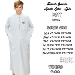 Jubah Gamis Anak Laki Laki Terbaru Umur 3 - 16 Tahuh Bahan Katun Kombinasi Lengan Panjang