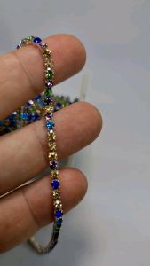 Renda Aplikasi Rantai SS8 Warna-Warni Dasar Silver Kualitas Bagus & Kilau Per Meter