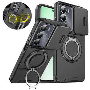 Funda For Realme C75 4G Slide Lens Protection Armor Phone Case For Realme C75 C 75 RealmeC75 Car Magnetic Ring Holder Back Cover