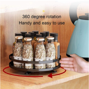 2/3 Tier 360° Round Rotatable Spice Rack Carbon Steel Detachable Kitchen Organizer Multi-purpose Storage Shelf