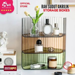 Mall Perabot Sigi | Rak Meja Segitiga Sudut Aklirik Penyimpanan Kosmetik | Box Pajangan Siku Storage Serbaguna | Tempat Buku Transparan