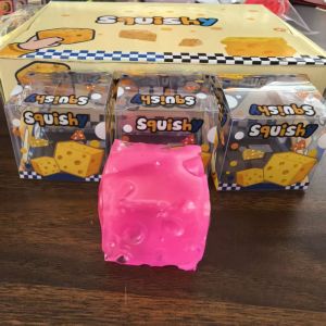 TANFU Triangle Cheese Squishy Toy Moldable Non-Bounce Sensory Fidget Ball Creative Square Cheese Cube Ball Xmas Gift