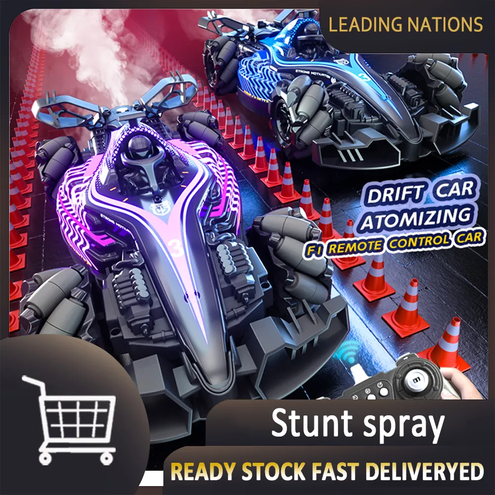 F1 dwi kawalan pacuan empat roda formula drift lampu berwarna-warni muzik semburan alat kawalan jauh kereta aksi kereta