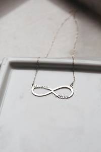 Kalung Nama Custom Simbol Infinity untuk Couple - Personalisasi Nama 2 Orang Kekinian Elegan