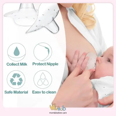 Hntob 1 Pair Silicone Nipple Shield Breastfeeding Breast Pad Protector Soft Triangular Natural Fit