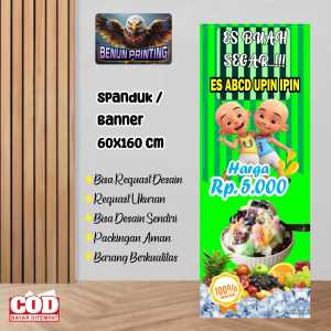 Spanduk Banner Es Buah Segar Upin & Ipin60X160 Cm Bisa Request  Desain